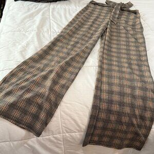 Y2K TOP 10, Plaid Flared Wide Leg Trouser Pants Textured Womens SIZE L